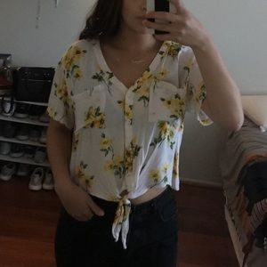 White flowery crop top